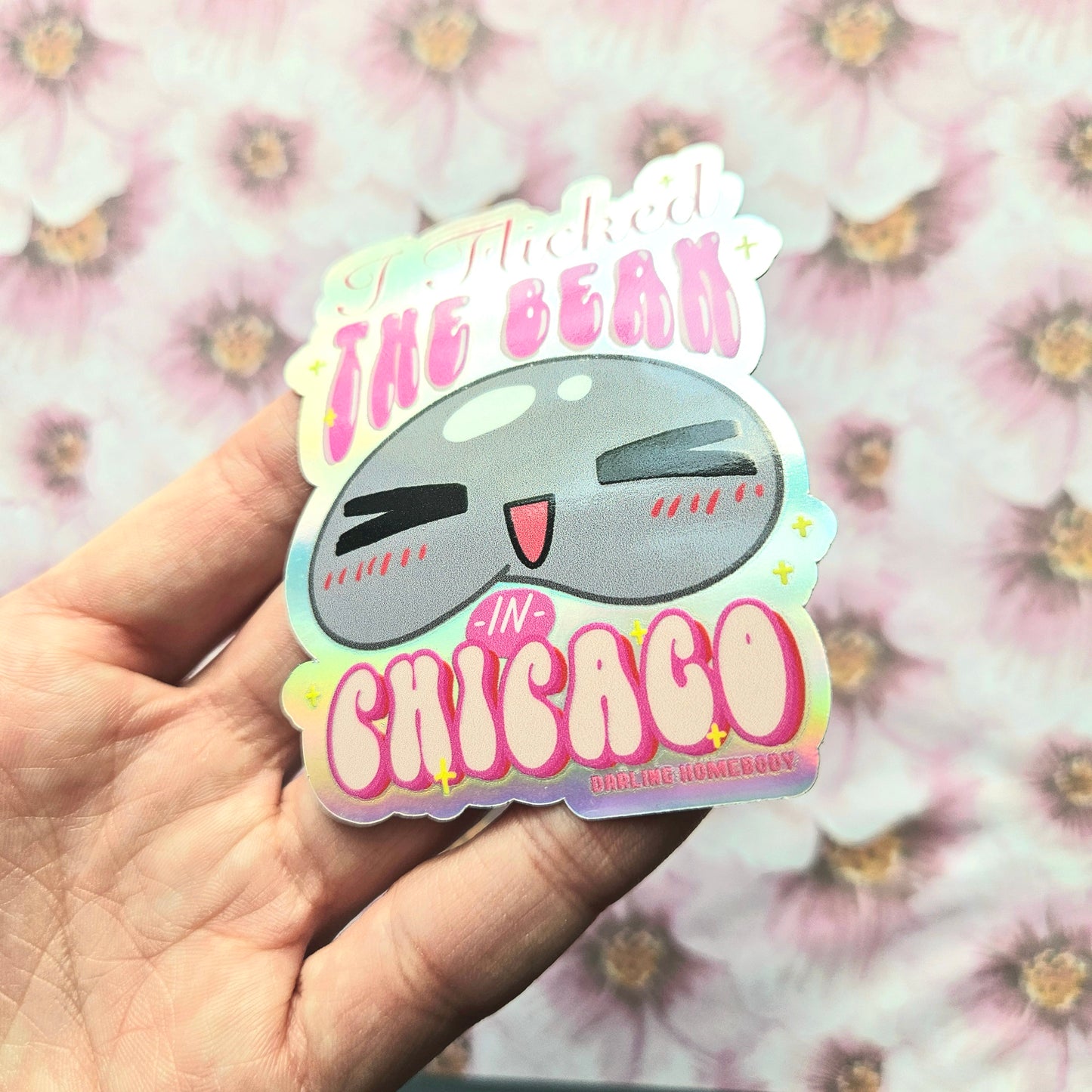 Chicago Bean Sticker. Holographic Vinyl Sticker. Funny Weatherproof Decal.