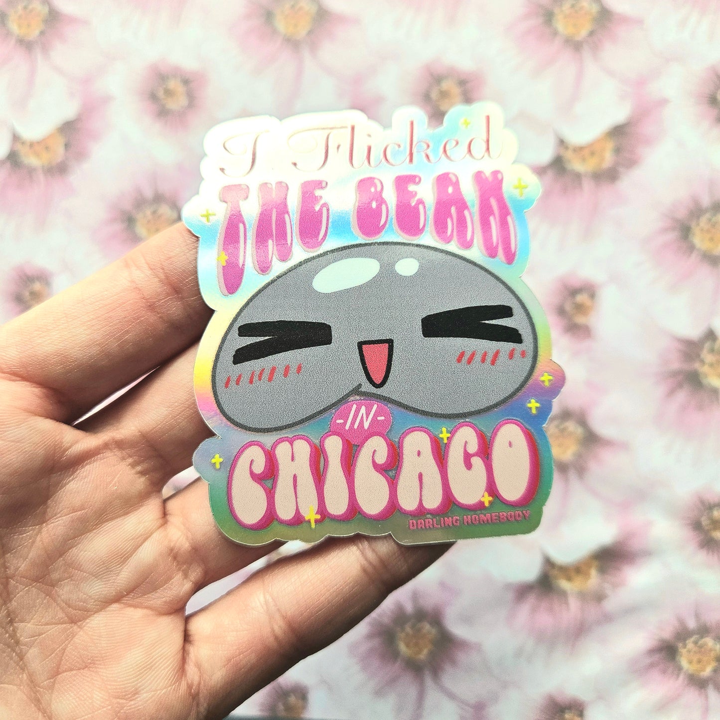Chicago Bean Sticker. Holographic Vinyl Sticker. Funny Weatherproof Decal.