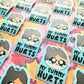 My Tummy Hurts Cat Embossed Sticker. Fun Textured Decal