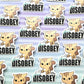 Disobey Cat Sticker Raised Texture Effect.