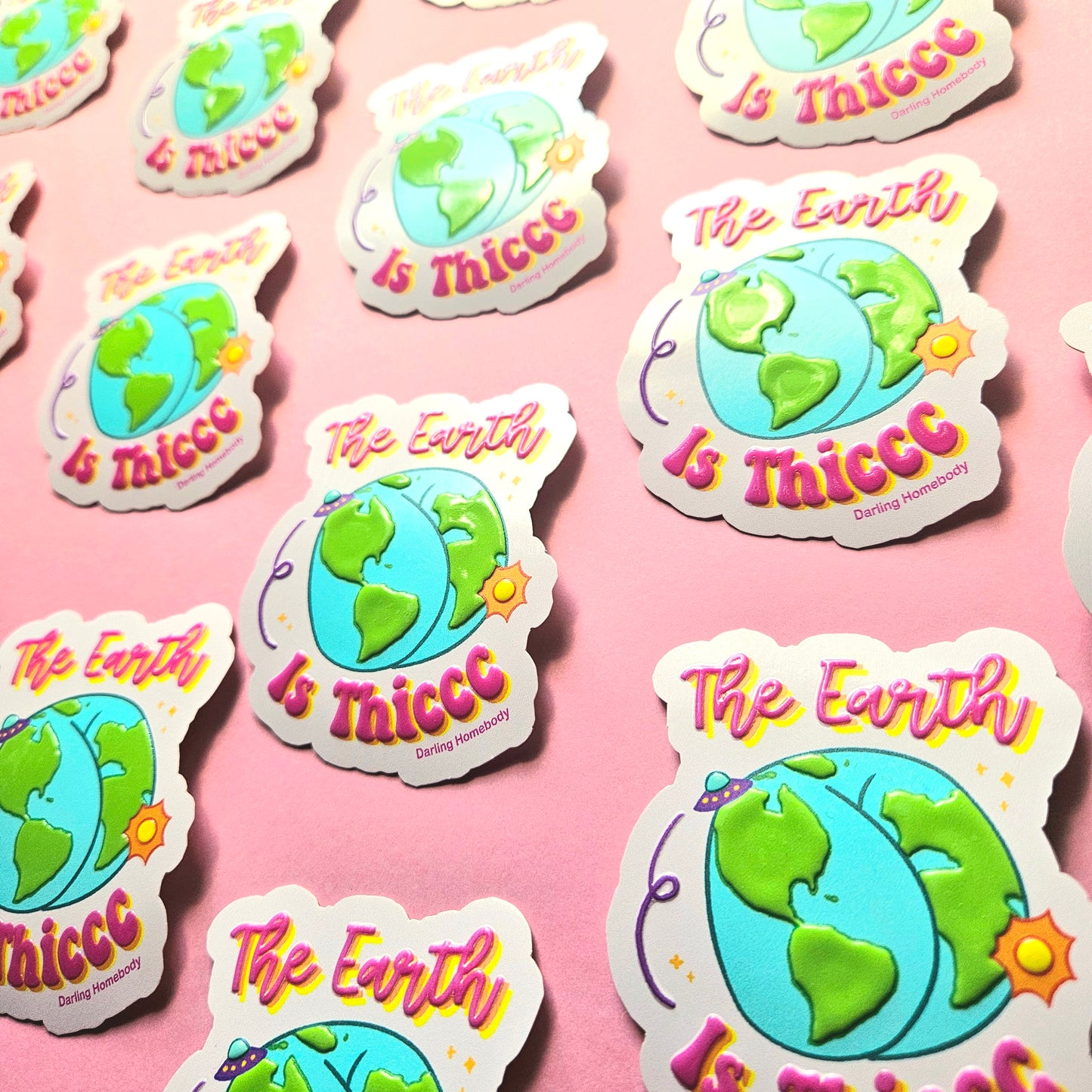 The Earth is Thiccc Sticker. Embossed Globe Decal.