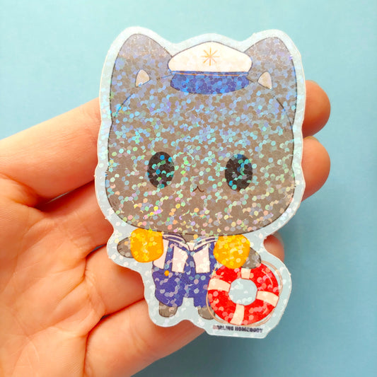 Sea Captain Greypaw 2023 Limited Edition Sticker. Holographic Sparkle Overlay.