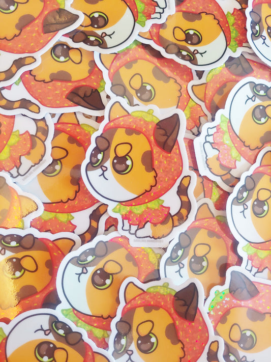 Cat Berry September 2020 Limited Edition Sticker. Glitter Sparkle Effect. Holo Sparkle Sticker.