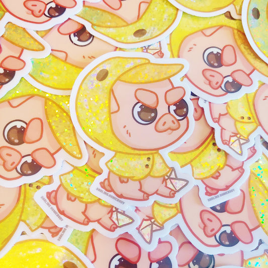Raincoat Pig November 2020 Limited Edition Sticker. Glitter Sparkle Effect. Holo Sparkle Sticker.