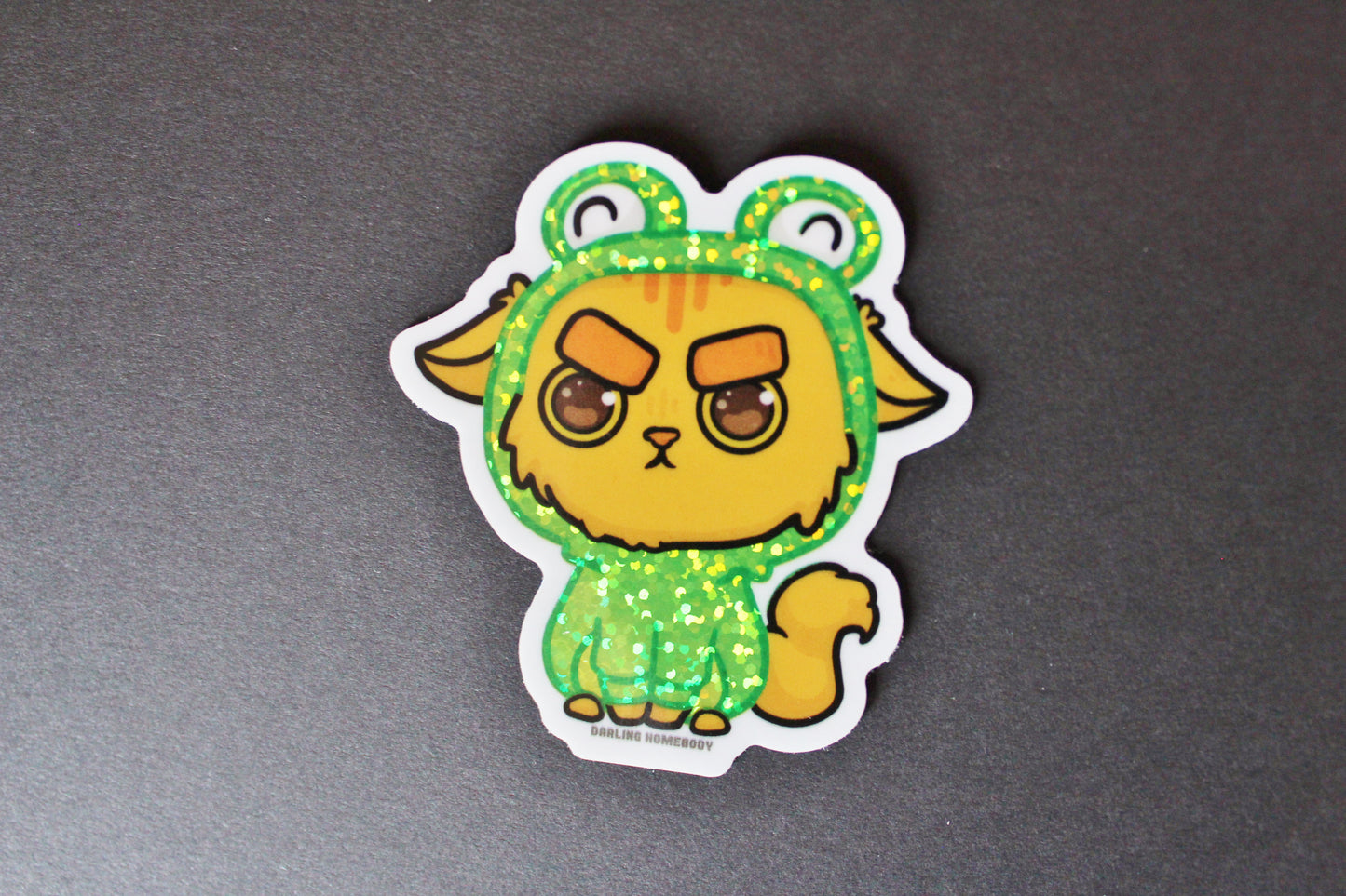 Frog Cat July 2020 Limited Edition Sticker. Glitter Sparkle Effect. Holo Sparkle Sticker.
