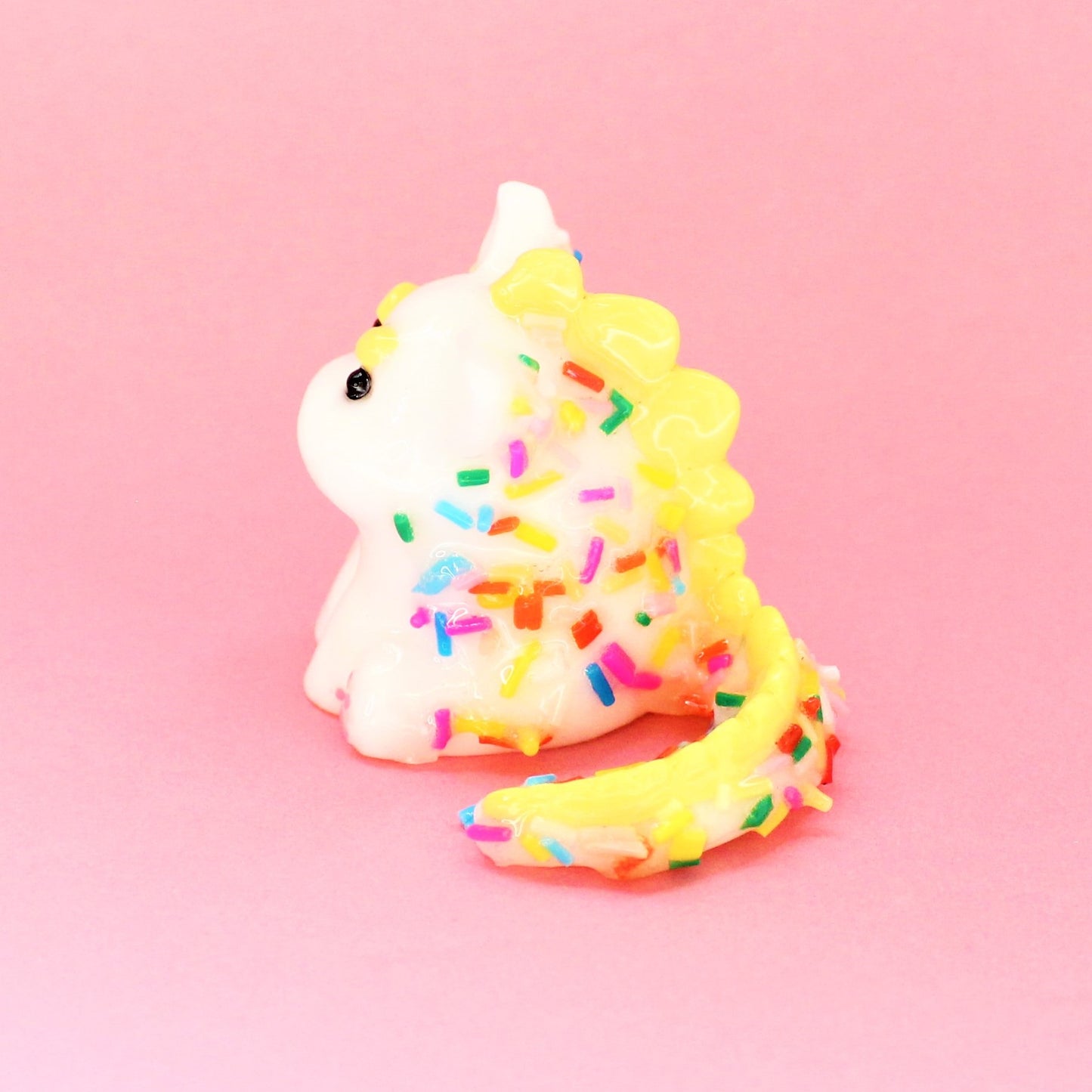 Dinocat Yellow Ice Cream Sprinkle Figure / Handmade Resin Art Toy Mini Fig / Adorable Cat Dinosaur / Desk Decoration Collectable / Chibi