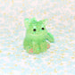 Dinocat Green Glitter Figure. Handmade Resin Art Toy Mini Fig / Adorable Cat Dinosaur / Desk Decoration Collectable / Chibi