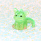 Dinocat Green Glitter Figure. Handmade Resin Art Toy Mini Fig / Adorable Cat Dinosaur / Desk Decoration Collectable / Chibi