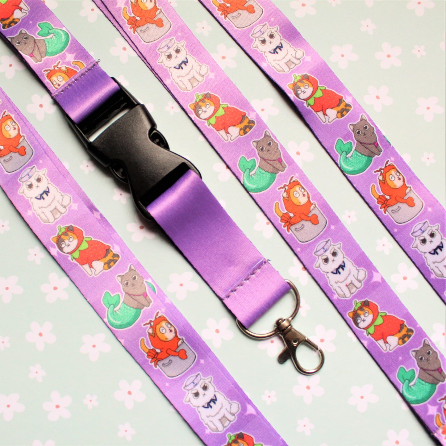 Cat Lanyard for Keys. Cute Neck Lanyard for Her. Teacher Vet or Doctor Badge Holder. Breakaway Goofy Cat Lanyard. Detachable Silly Kitty.