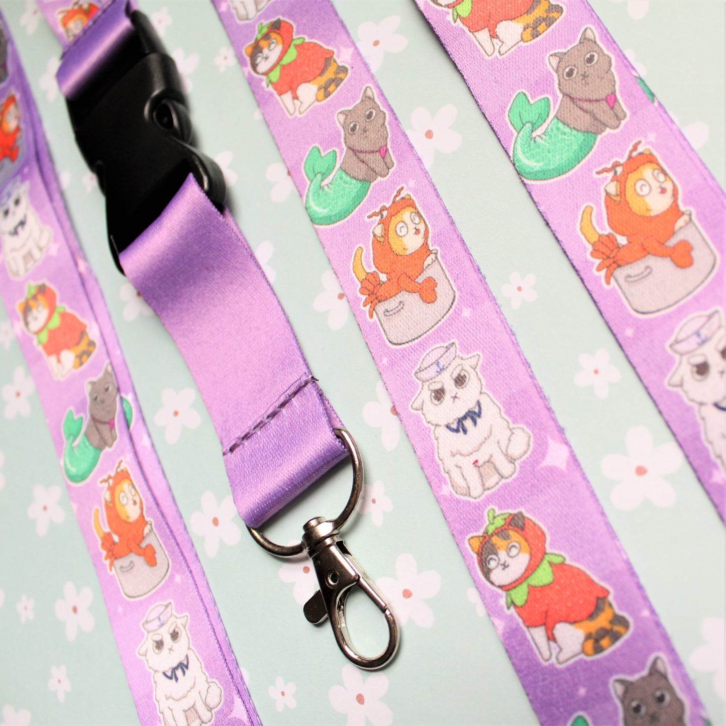 Cat Lanyard for Keys. Cute Neck Lanyard for Her. Teacher Vet or Doctor Badge Holder. Breakaway Goofy Cat Lanyard. Detachable Silly Kitty.