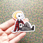 Skellie Coffee Sticker or Magnet. Weatherproof Vinyl. Skeleton Original Character. Horror Character with Coffee.