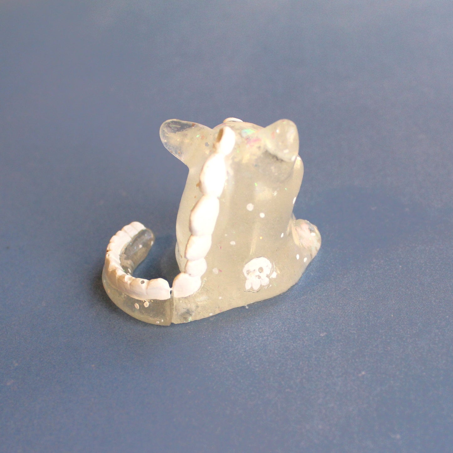 "Let it Snow" Dinocat Figure. Handmade Resin Art Toy Mini Fig / Adorable Cat Dinosaur / Desk Decoration Collectable / Chibi