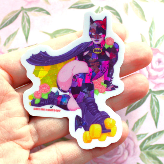 "Catman" Sticker or Magnet. Batman Sexy Super Swap Parody. Batman as Catwoman Holographic Decal