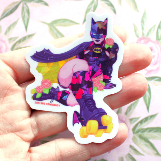 "Catman" Sticker or Magnet. Batman Sexy Super Swap Parody. Batman as Catwoman Holographic Decal