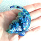 Blue Glitter Shards Cat Shark Figure. Handmade Resin Art Toy Mini Fig. Desk Decoration Collectable. Chibi