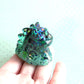 Teal Shard Glitter Gradient Dinocat Figure. Handmade Resin Art Toy Mini Fig / Adorable Cat Dinosaur / Desk Decoration Collectable / Chibi