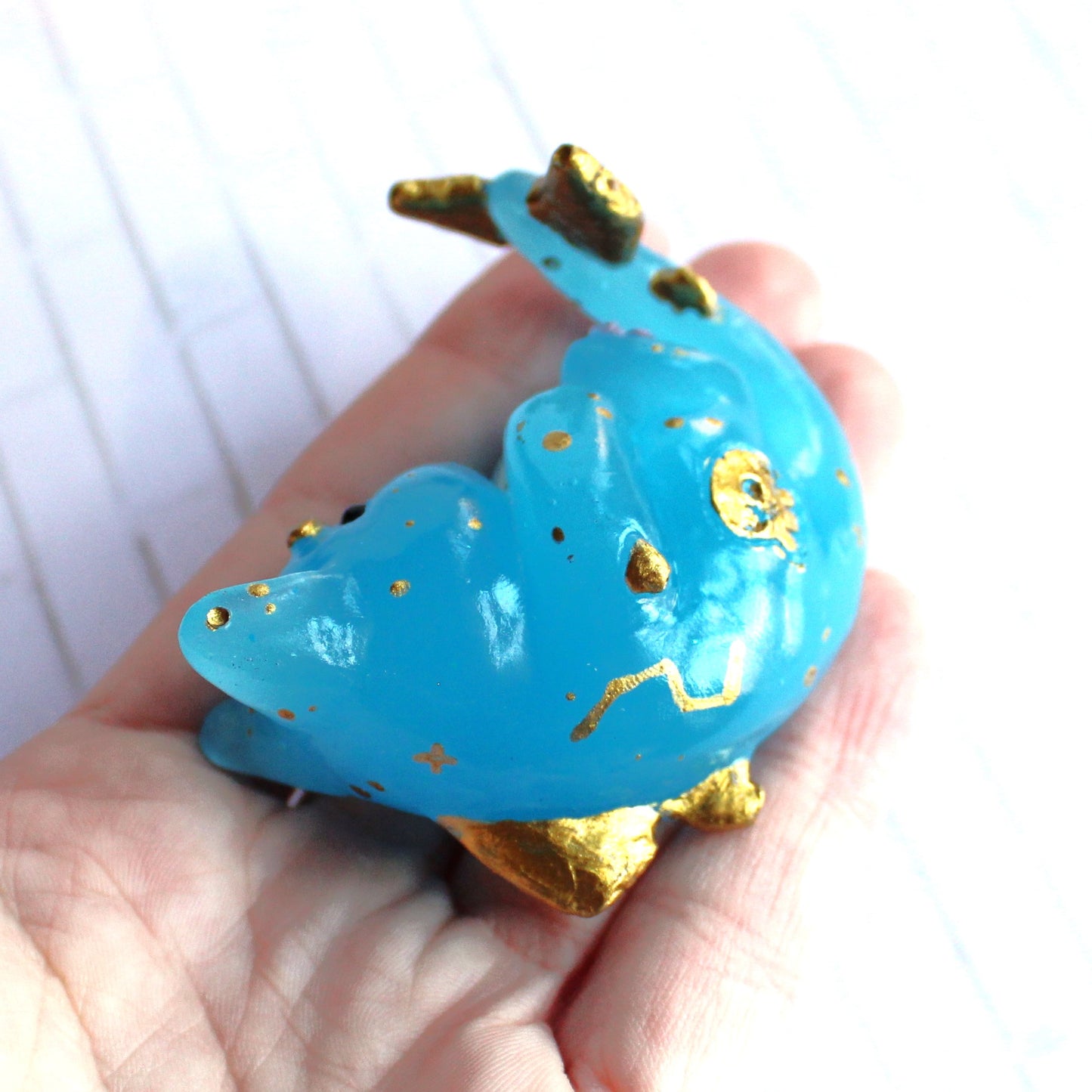 Little Dipper Cat Shark Figure. Handmade Resin Art Toy Mini Fig. Desk Decoration Collectable. Chibi