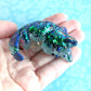 Teal Glitter Shards Cat Shark Figure. Handmade Resin Art Toy Mini Fig. Desk Decoration Collectable. Chibi