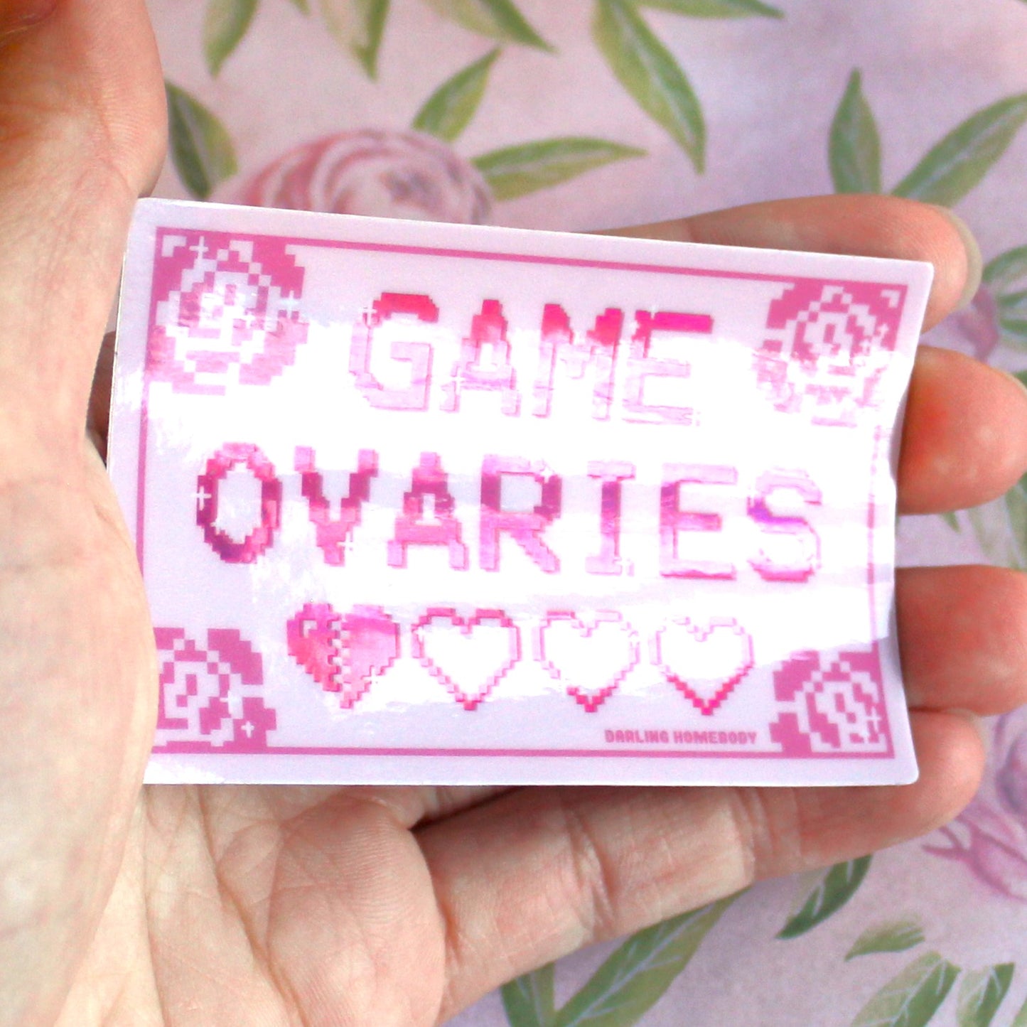 Weatherproof Shiny Sticker or Magnet. Game Ovaries Sticker. Gamer Girl Kawaii Decal. Retro Pixel Sticker. Girly Gaming Vinyl.