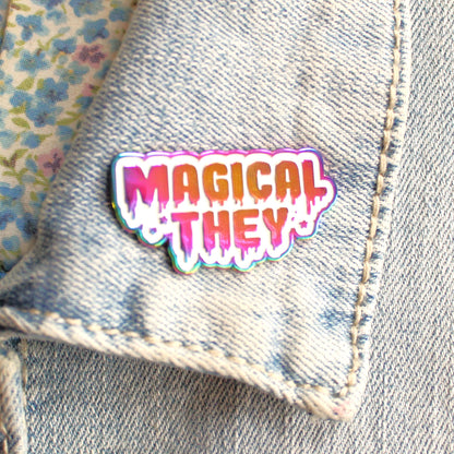 Magical They Rainbow Metal Enamel Pin. Drippy Lapel Pin. Kawaii Sailor Moon Gift. Cute and Creepy Aesthetic Pin. Steven Universe. Madoka Magica.