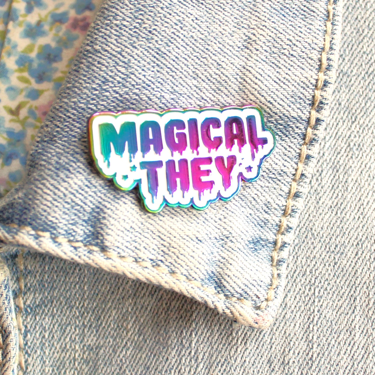 Rainbow Metal Enamel Pin. Magical They Drippy Lapel Pin. Kawaii Sailor Moon Gift. Cute and Creepy Aesthetic Pin. Steven Universe. Madoka Magica.