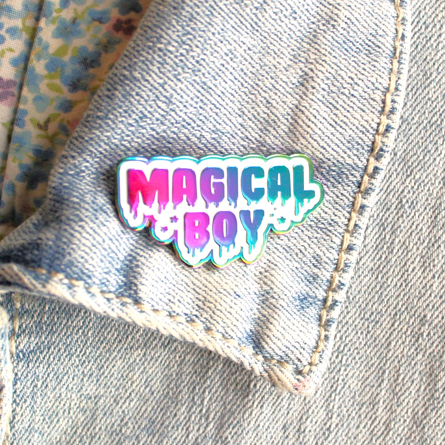 Rainbow Metal Enamel Pin. Magical Boy Drippy Lapel Pin. Kawaii Sailor Moon Gift. Cute and Creepy Aesthetic Pin. Steven Universe. Madoka Magica.
