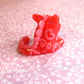 "Leopard Hearts" Dinocat Figure. THERMAL COLOR CHANGE from Red to White. Handmade Resin Art Toy Mini Fig / Adorable Cat Dinosaur / Desk Decoration Collectable / Chibi