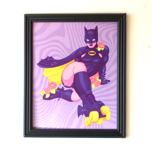 "Catman" 8 x 10 inch Art Print. Sexy Super Swap of Batman as Catwoman.