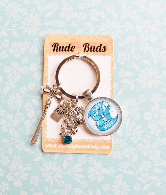 Eat Shit Rude Buds Key Chain. Pastel Flower Petal Keychains for Women. Sarcastic Humor Keychain Accessories. Small Gift for Her.