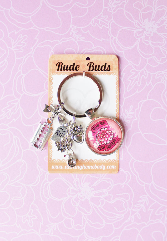 Youre The Worst Rude Buds Key Chain. Sarcastic Flower Keychains for Women. Funny Feminist Accessory. Pink Pastel Goth Keychain Charm.